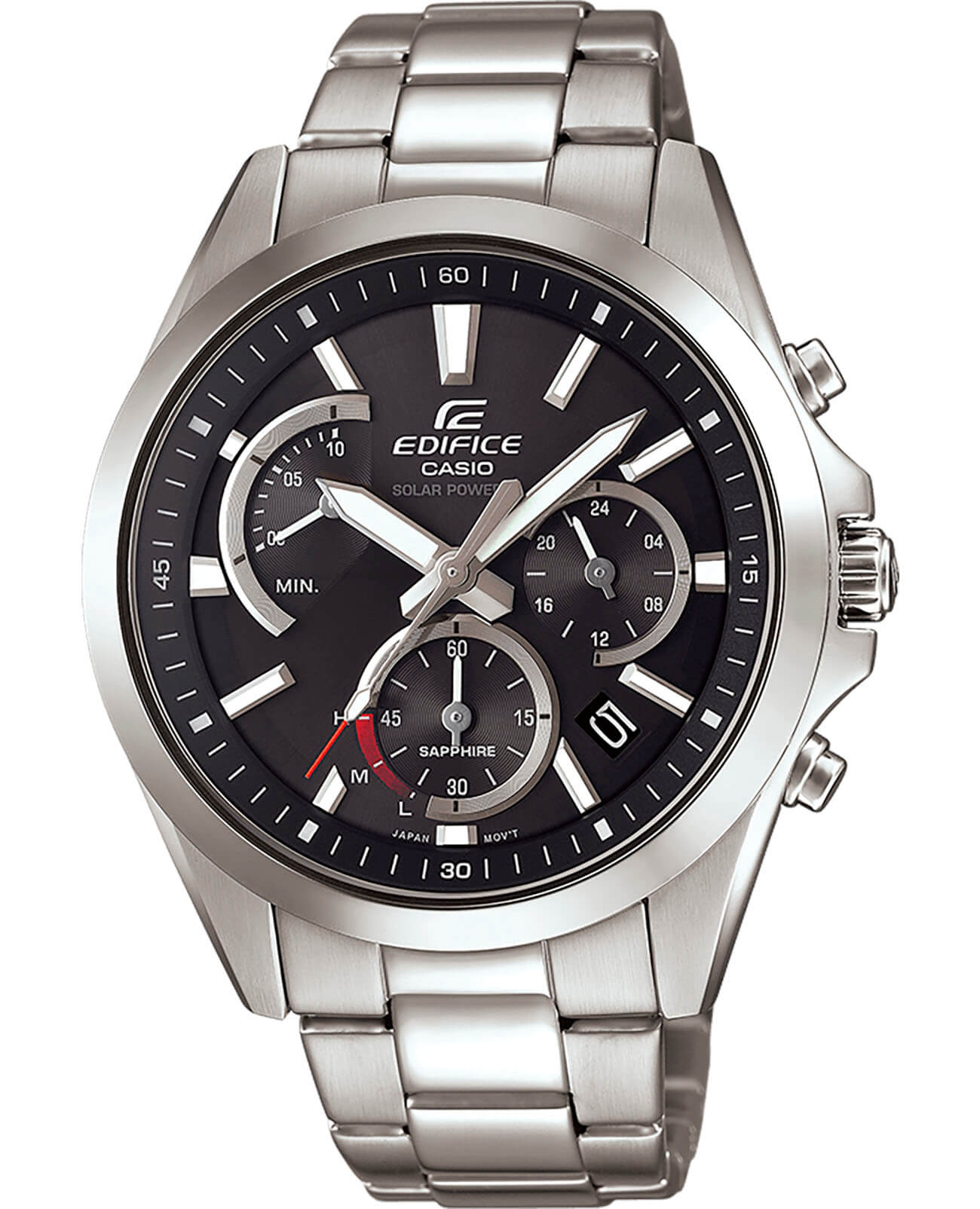 Casio Casio Edifice EFS-S530D-1A EFS EFS-S530D-1A кварцевые мужские часы черный циферблат, браслет нержавеющая сталь — вид спереди