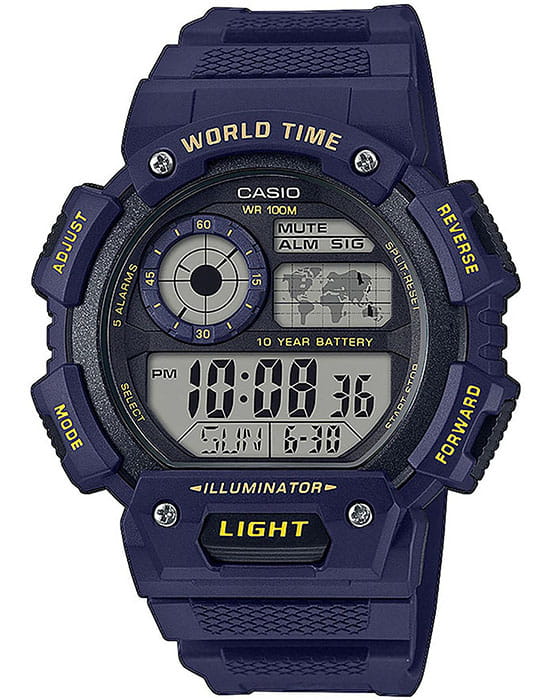 Casio Casio Collection AE-1400WH-2A  AE-1400WH-2A кварцевые мужские часы серый циферблат, браслет пластик — вид спереди