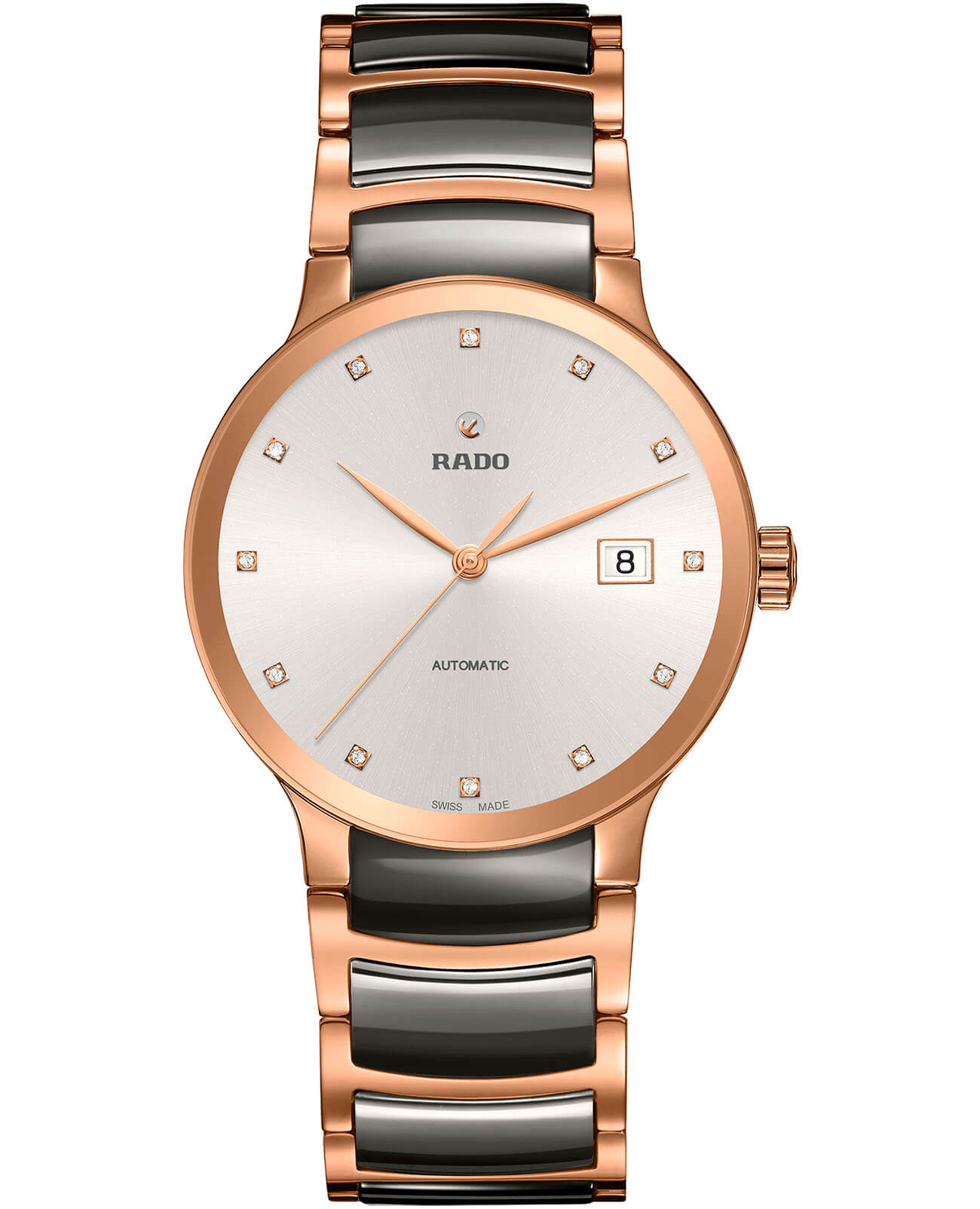 Rado Rado Centrix Automatic Diamonds R30036762 Automatic R30036762 механические мужские часы серый циферблат, браслет плазменная керамика — вид спереди