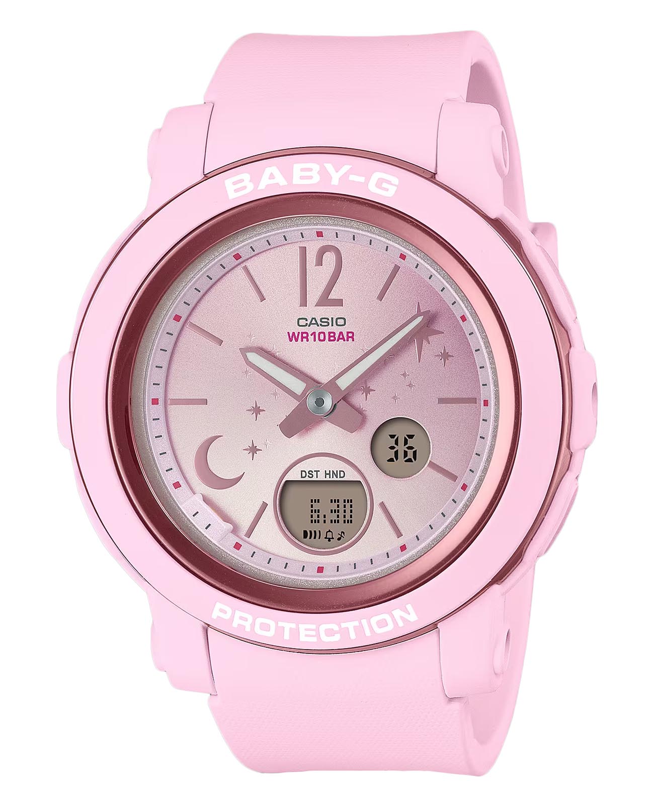 Casio Casio Baby-G BGA-290DS-4A  BGA-290DS-4A кварцевые женские часы розовый циферблат, браслет пластик — вид спереди