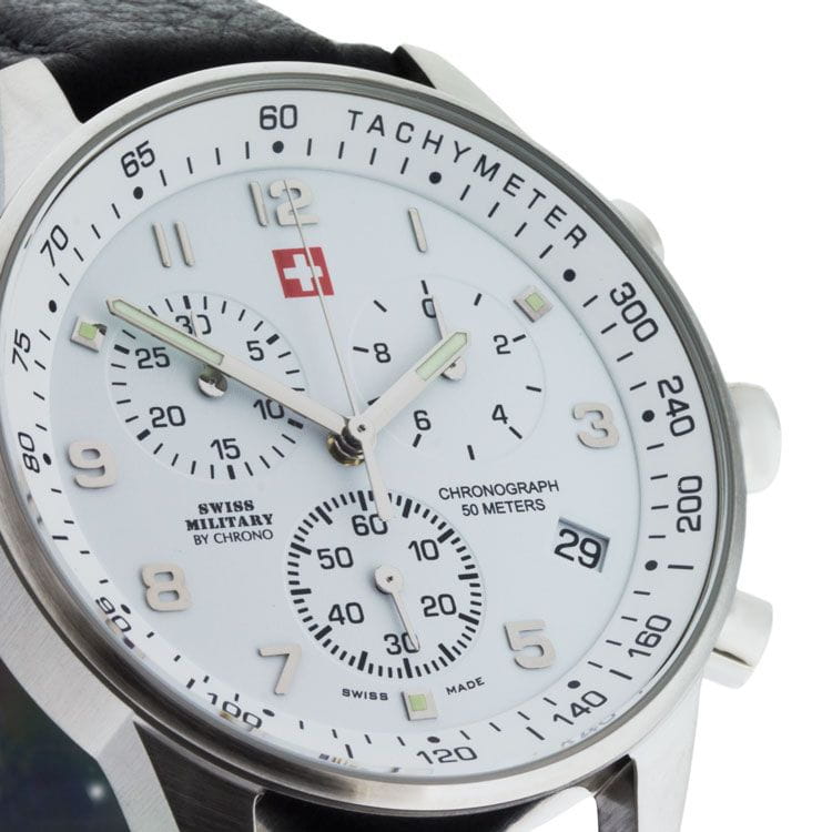 Swiss Military by Chrono Swiss Military by Chrono SM34012.06 кварцевые мужские часы часы крупный план белый циферблата