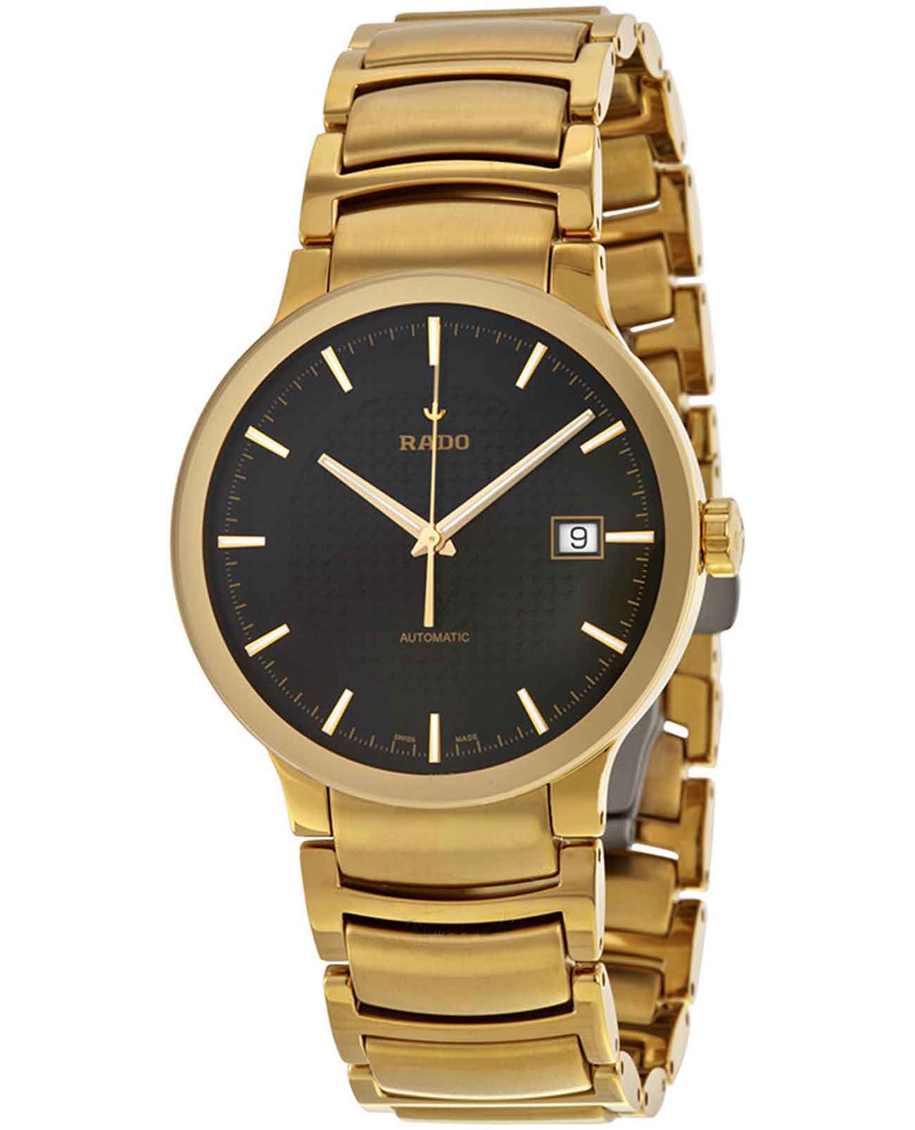 Rado Rado Centrix R30279153  R30279153 кварцевые мужские часы черный циферблат, браслет нержавеющая сталь с pvd-покрытием — вид спереди