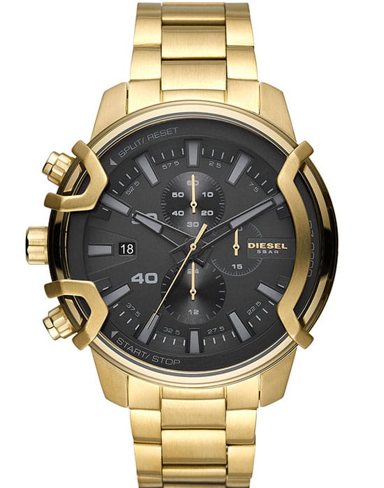 Diesel Diesel Griffed DZ4522  DZ4522 кварцевые мужские часы черный циферблат, браслет сталь c pvd покрытием — вид спереди