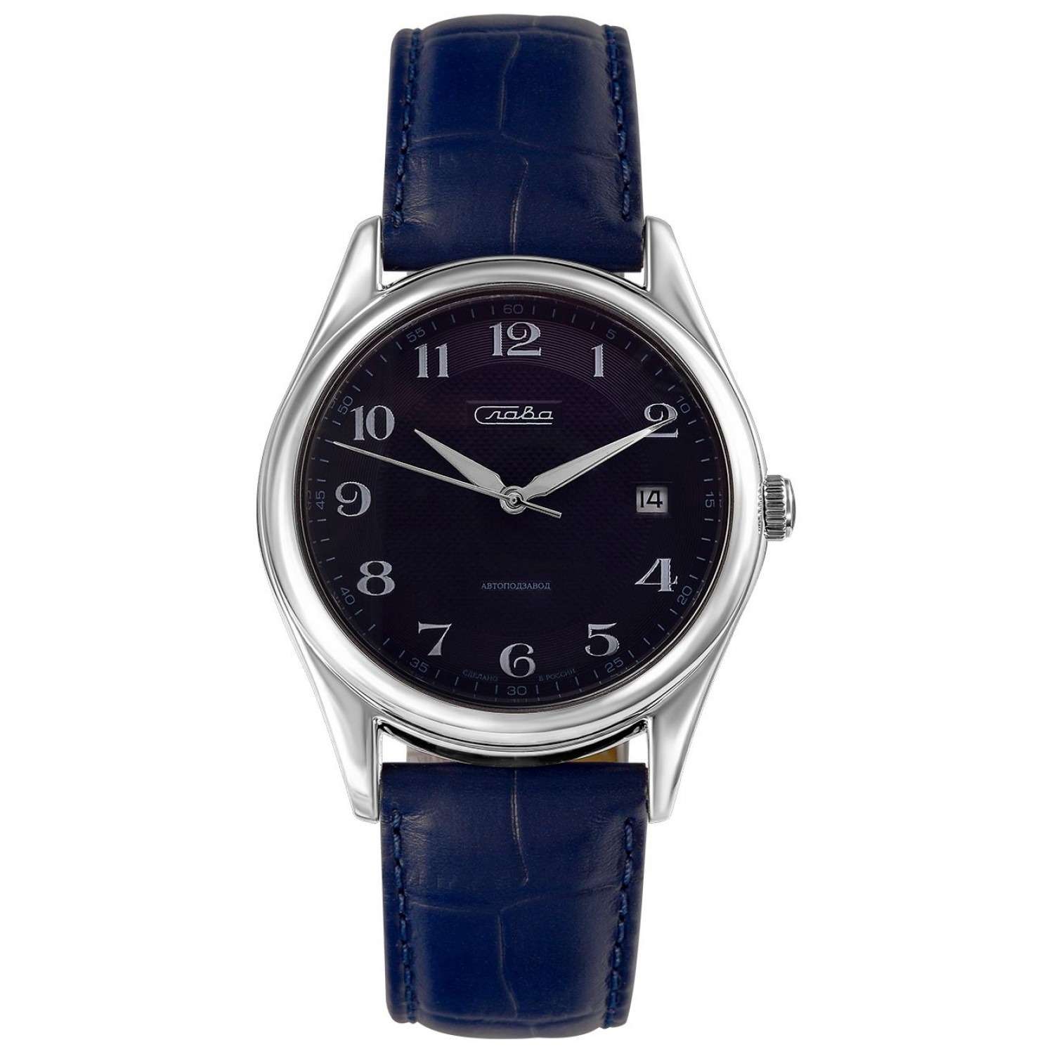 Слава Слава Сенат 1490904/300-8215 механические мужские часы часы крупный план синий циферблата