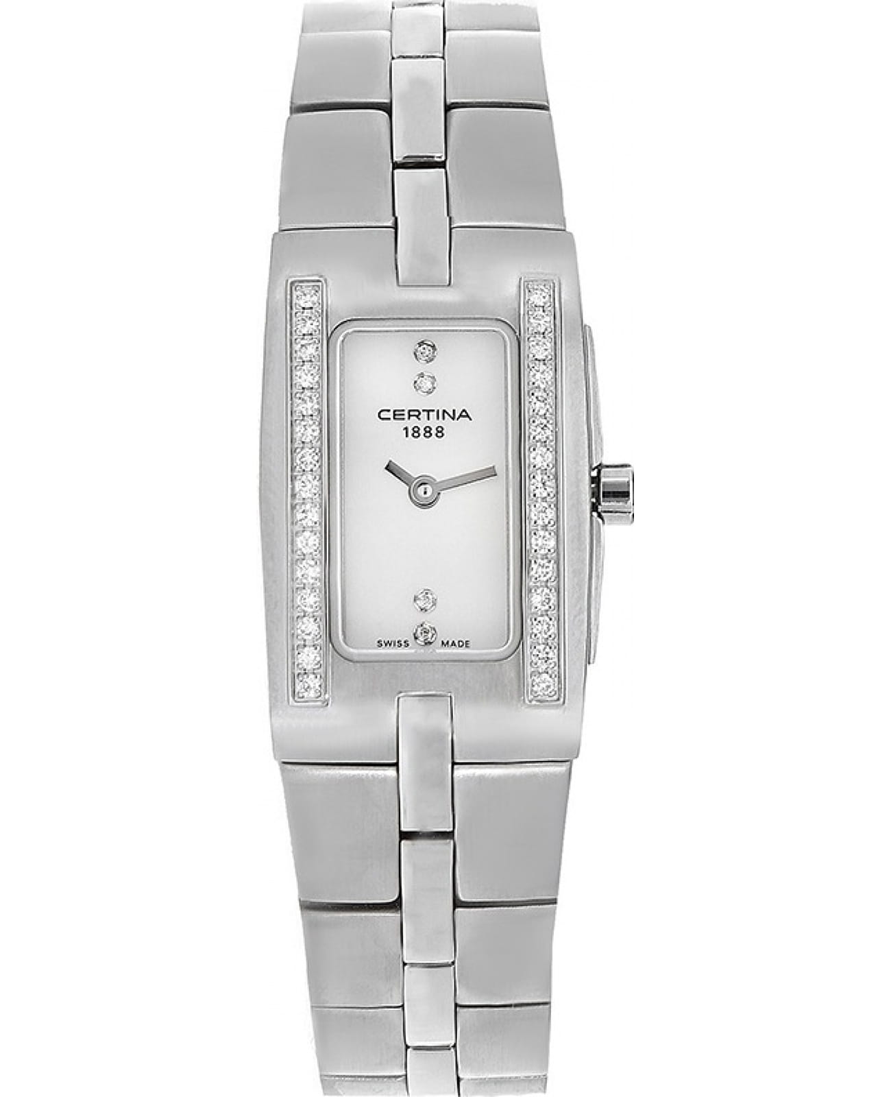 Certina Certina DS Mini Donna C002.109.11.116.01  C0021091111601 кварцевые женские часы перламутровый циферблат, браслет нержавеющая сталь — вид спереди