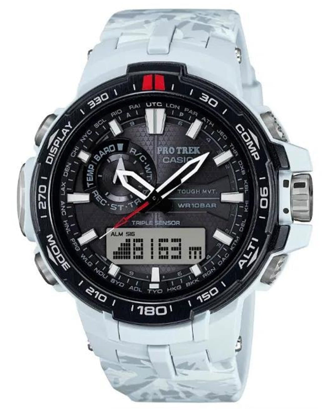Casio Casio Pro Trek PRW-6000SC-7 PRW PRW-6000SC-7 кварцевые мужские часы черный циферблат, браслет силикон — вид спереди
