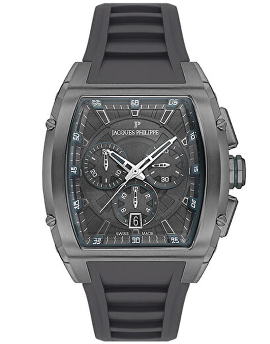 Jacques Philippe Jacques Philippe Quadro JPQGC468447  JPQGC468447 кварцевые мужские часы черный циферблат, браслет силикон — вид спереди