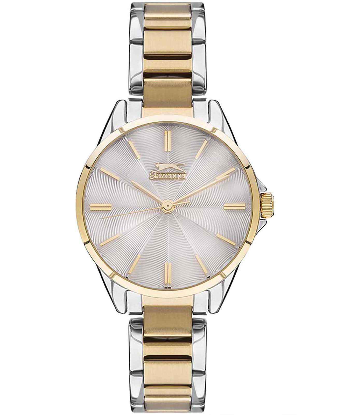 Slazenger Slazenger SL.09.2023.3.03  SL.09.2023.3.03 кварцевые женские часы серебристый циферблат, браслет суперметалл с pvd покрытием — вид спереди