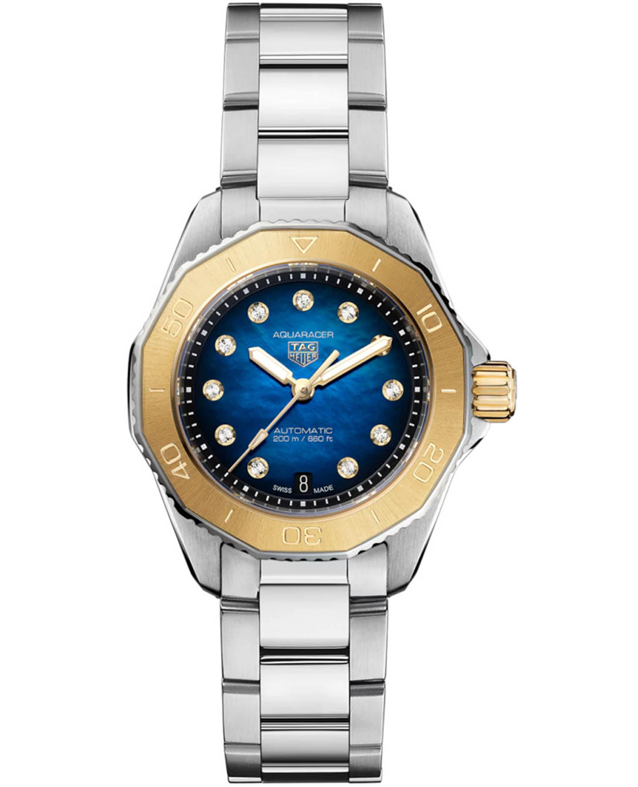 TAG Heuer TAG Heuer Aquaracer Professional 200 Date WBP2450.BA0622  WBP2450.BA0622 механические женские часы синий циферблат, браслет нержавеющая сталь — вид спереди