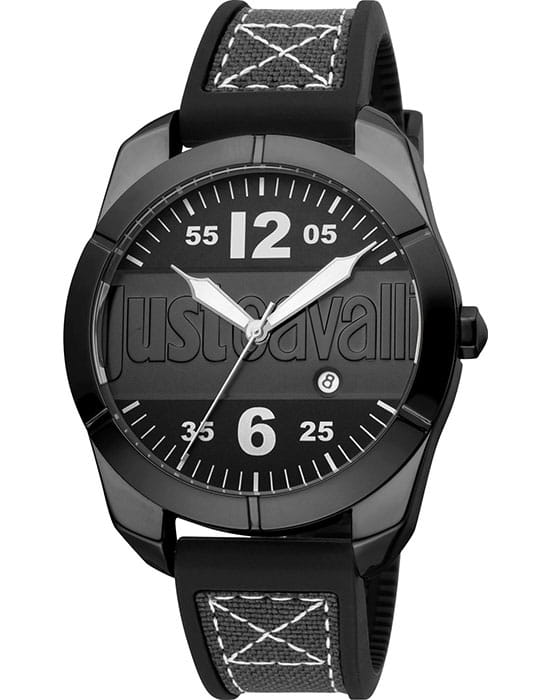 Just Cavalli Just Cavalli Gents JC1G106P0025  JC1G106P0025 кварцевые мужские часы черный циферблат, браслет силикон — вид спереди