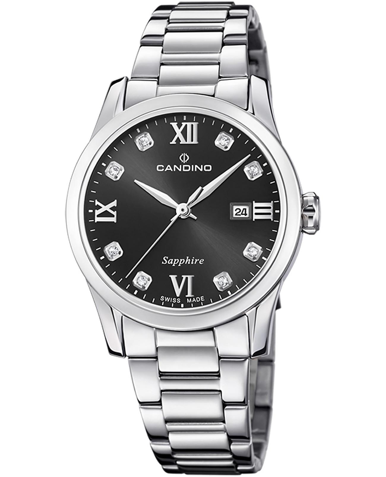 Candino Candino Elegance C4738/4  C4738/4 кварцевые женские часы черный циферблат, браслет нержавеющая сталь — вид спереди