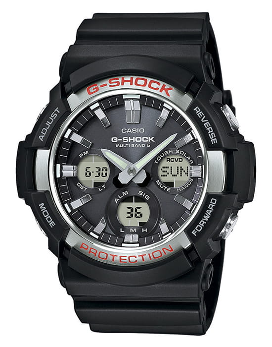 Casio Casio G-Shock GAW-100-1A  GAW-100-1A электронные мужские часы серый циферблат, браслет пластик — вид спереди