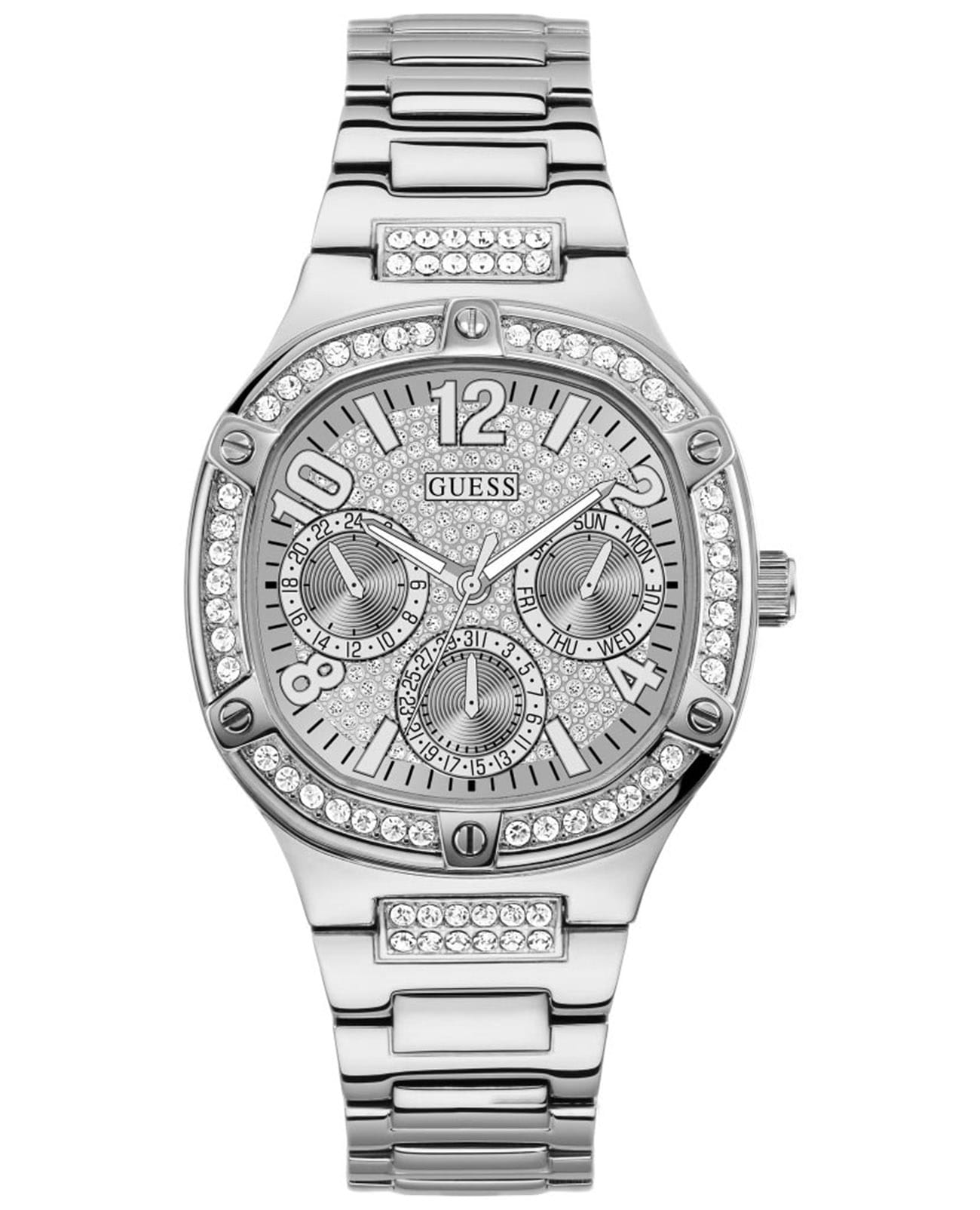 Guess Guess Dress Steel GW0558L1  GW0558L1 кварцевые женские часы серебристый циферблат, браслет нержавеющая сталь — вид спереди
