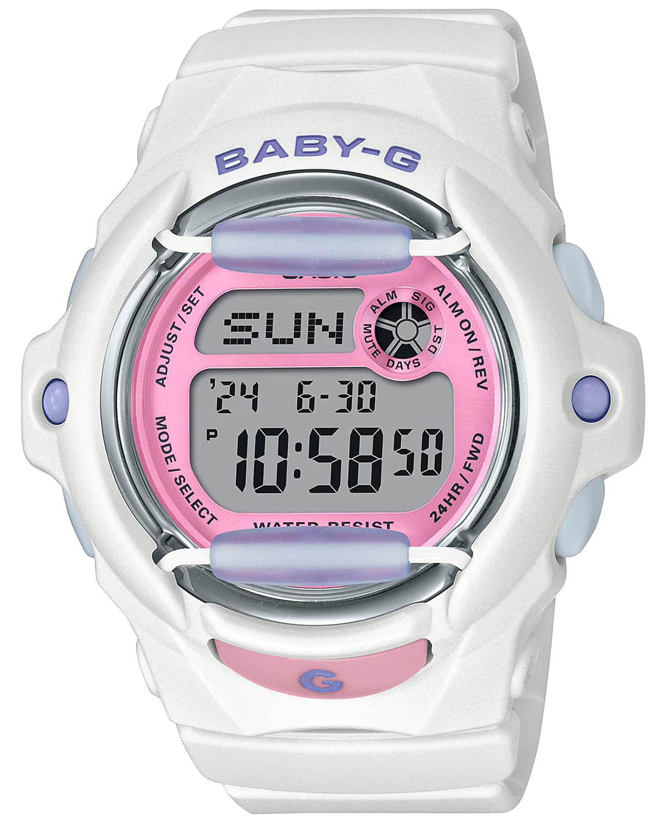 Casio Casio Baby-G BG-169PB-7DR (BG-169PB-7)  BG-169PB-7 кварцевые женские часы розовый циферблат, браслет пластик — вид спереди