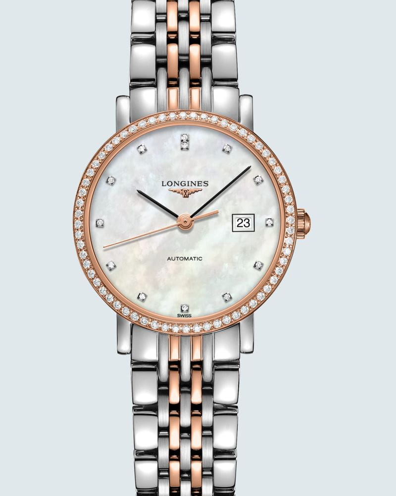Longines Longines Elegant Collection L4.310.5.88.7 механические женские часы часы крупный план перламутровый циферблата