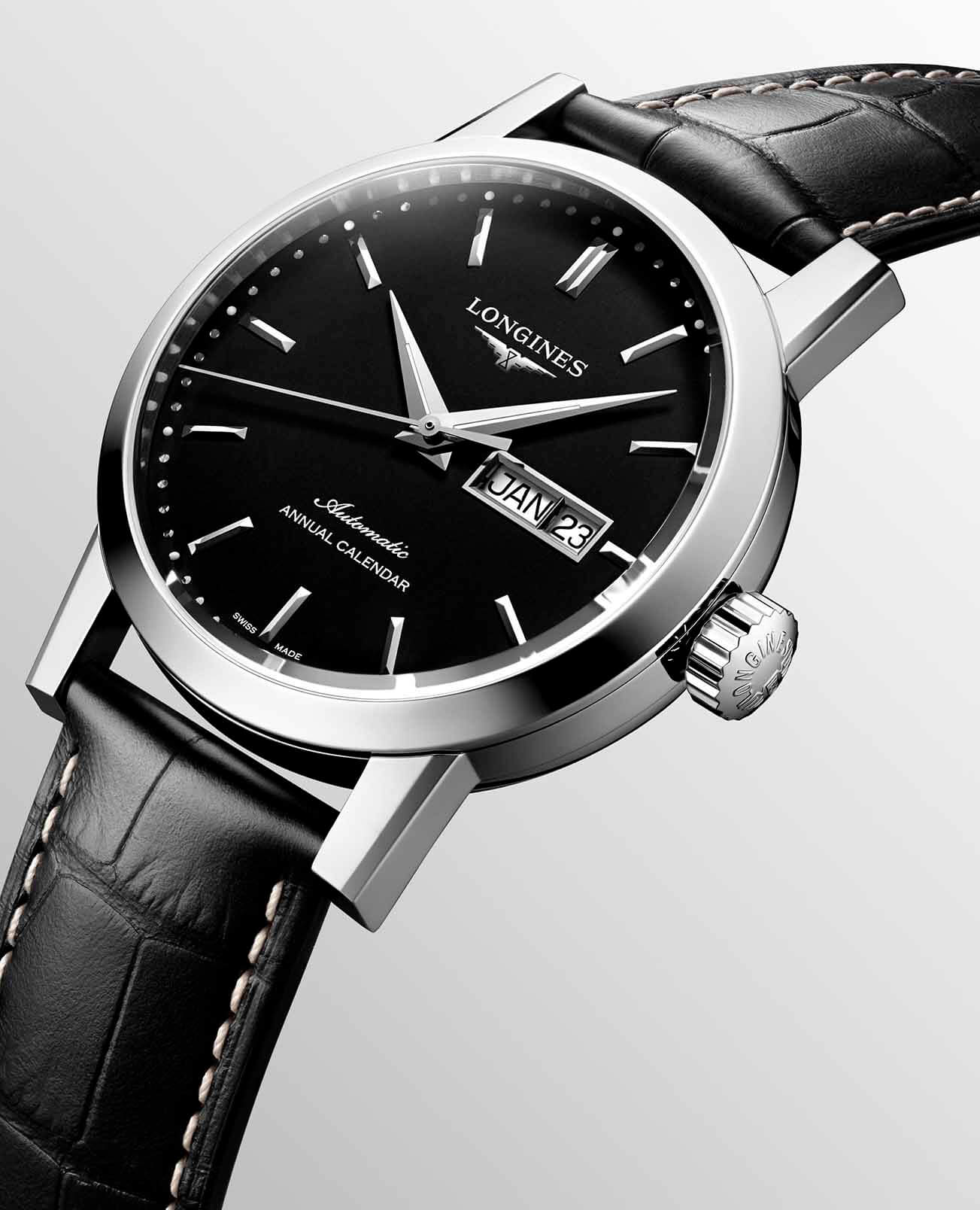 Longines Longines 1832 L4.827.4.52.0 мужские часы черный циферблат на запястье