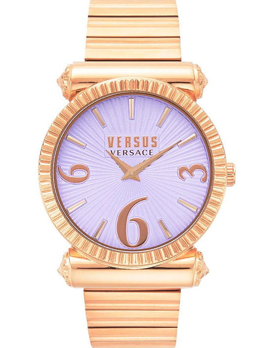 Versus Versace VSP1V1219  VSP1V1219 кварцевые женские часы фиолетовый циферблат, браслет сталь с ip покрытием — вид спереди