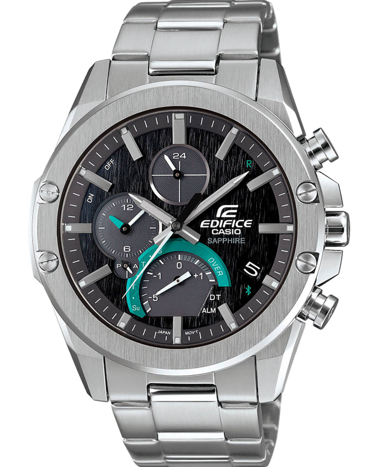 Casio Casio Edifice EQB-1000D-1A EQB EQB-1000D-1A кварцевые мужские часы черный циферблат, браслет нержавеющая сталь — вид спереди