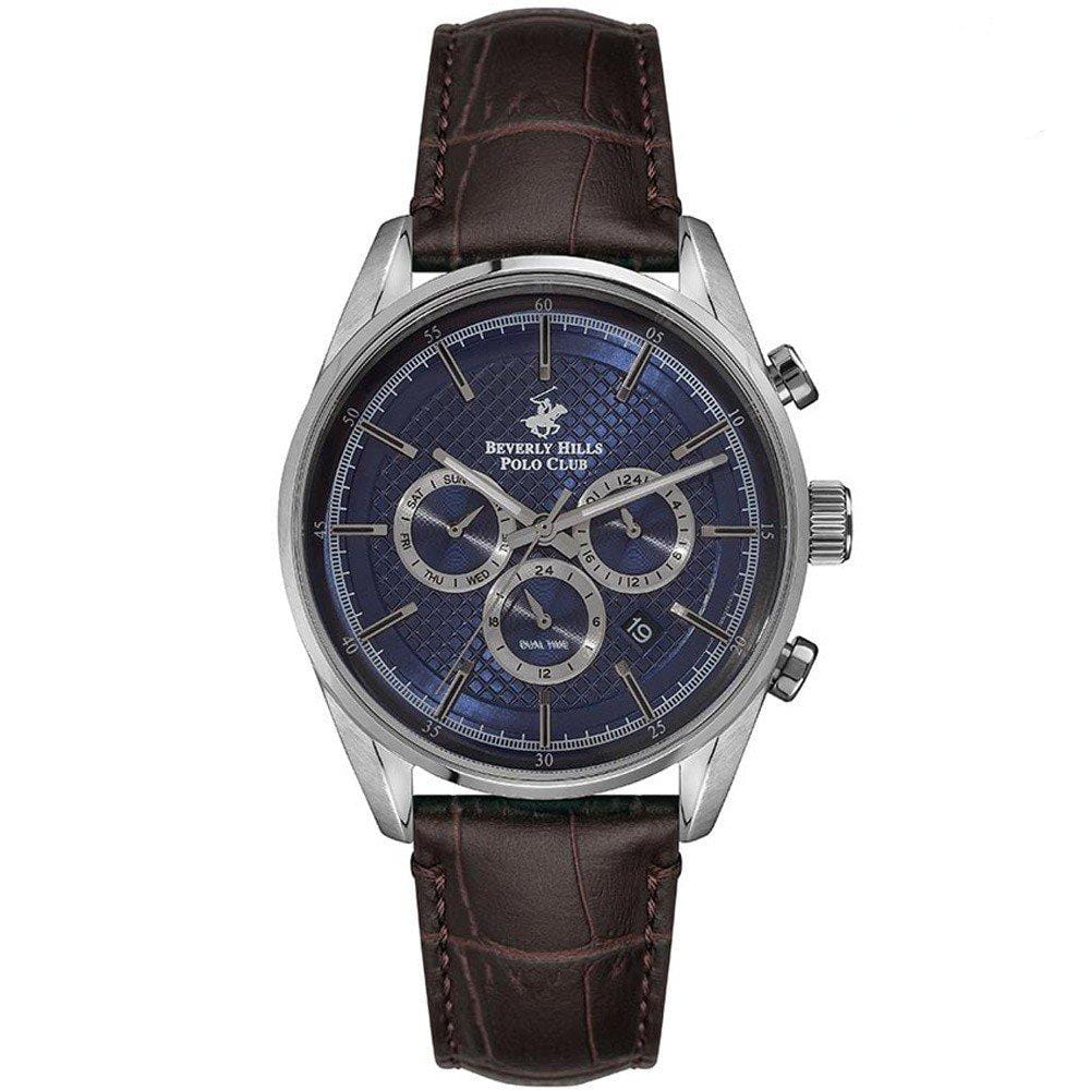 Beverly Hills Polo Club Beverly Hills Polo Club BP3004X.392					  BP3004X.392 кварцевые мужские часы синий циферблат, браслет кожаный — вид спереди