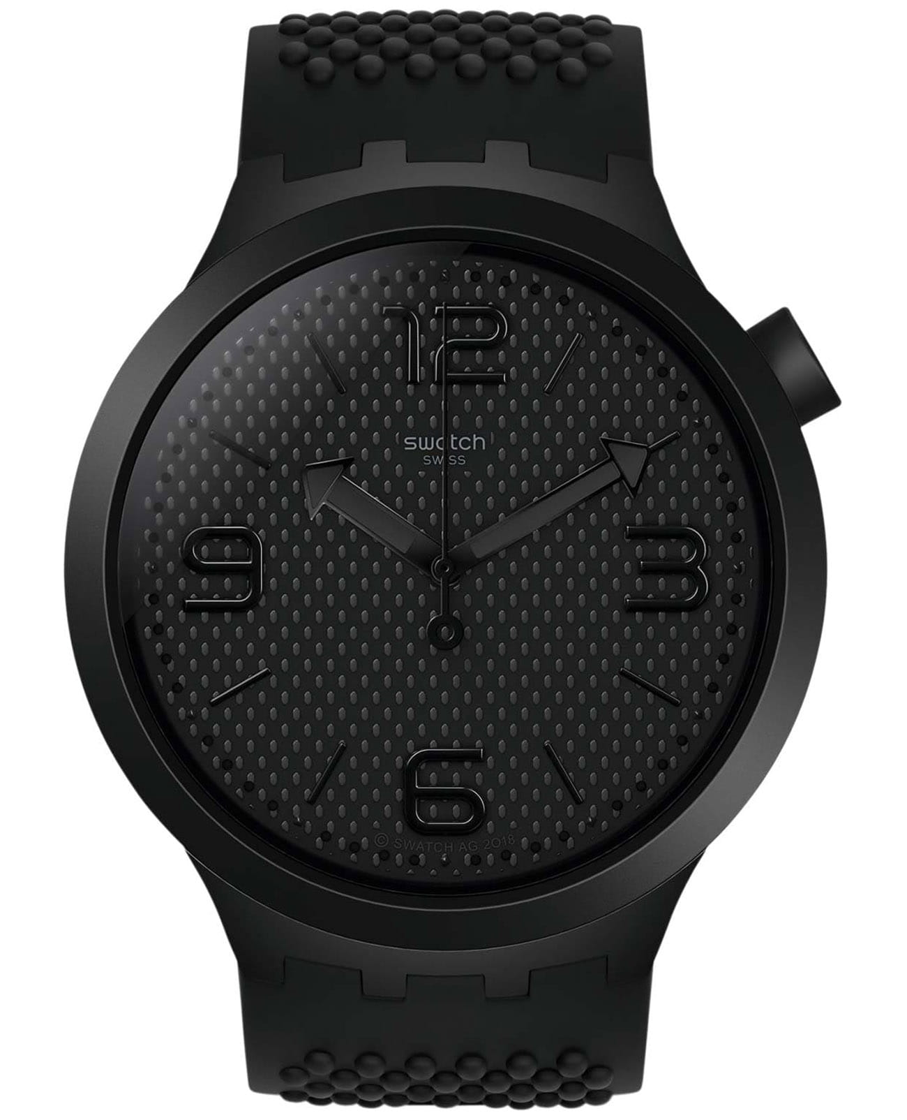 Swatch Swatch Big Bold Standard SO27B100  SO27B100 кварцевые мужские часы черный циферблат, браслет силикон — вид спереди