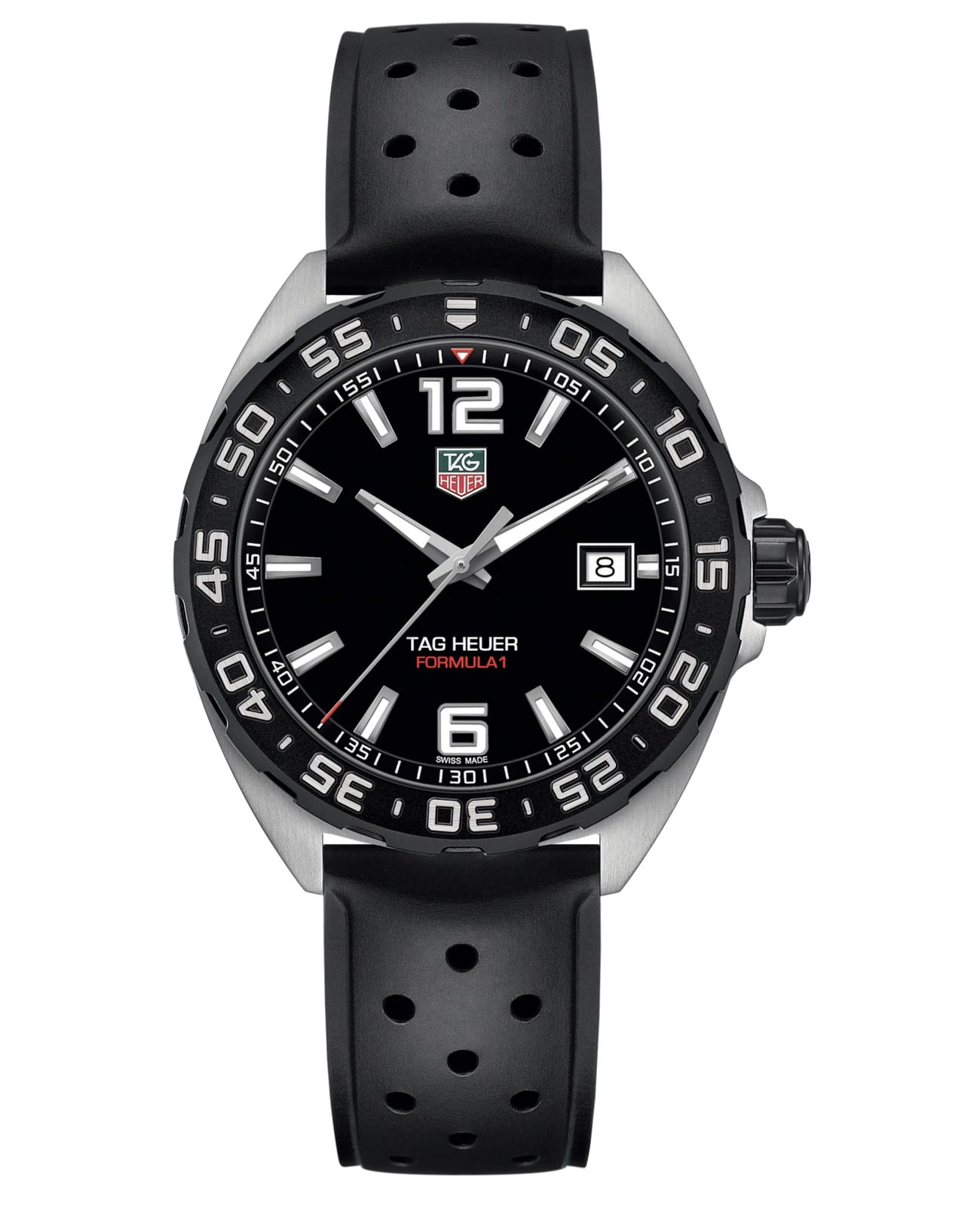 TAG Heuer TAG Heuer Formula 1 WAZ1110.FT8023  WAZ1110.FT8023 кварцевые мужские часы черный циферблат, браслет каучук — вид спереди