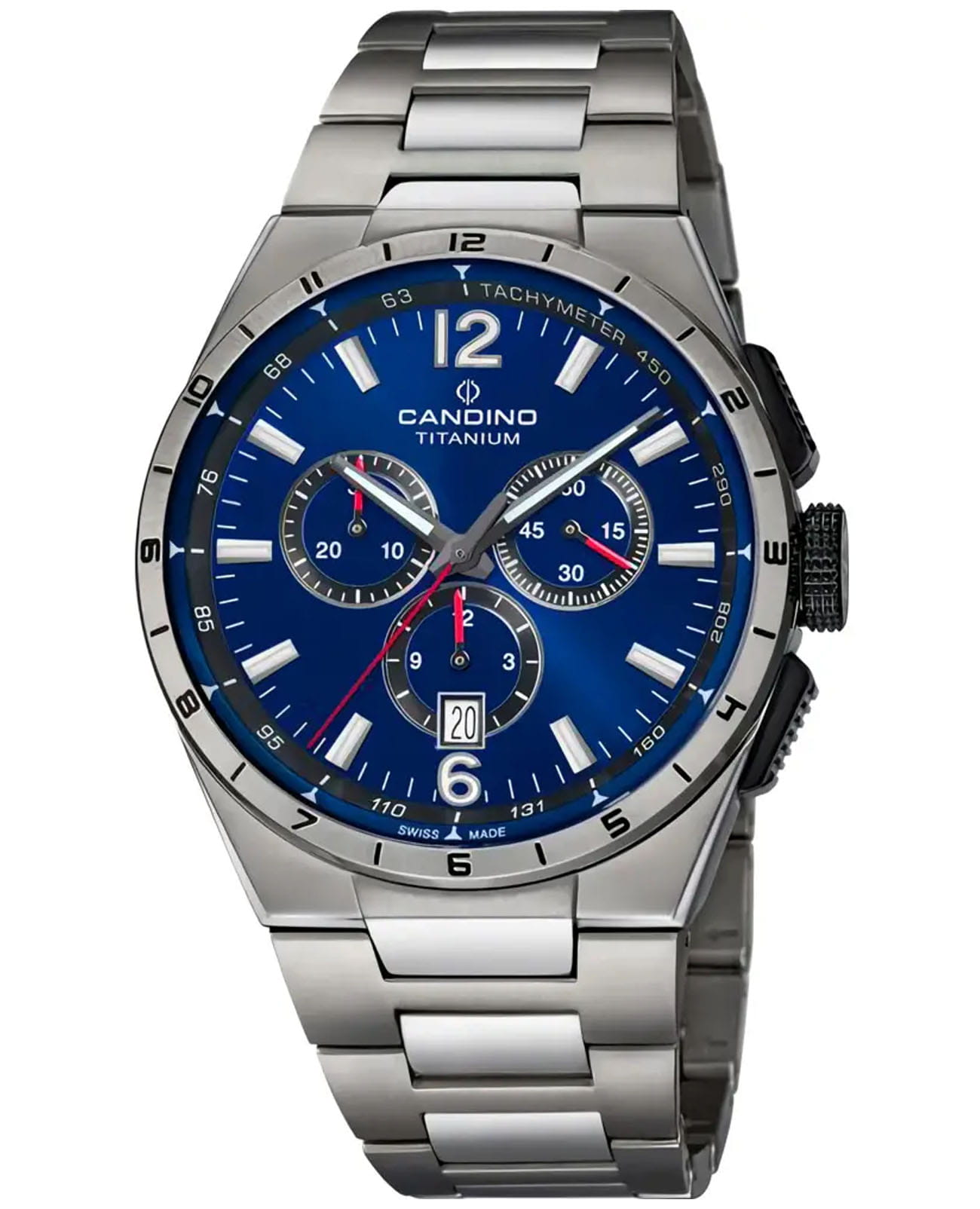 Candino Candino Titanium Chrono C4603/H  C4603/H кварцевые мужские часы синий циферблат, браслет титановый — вид спереди