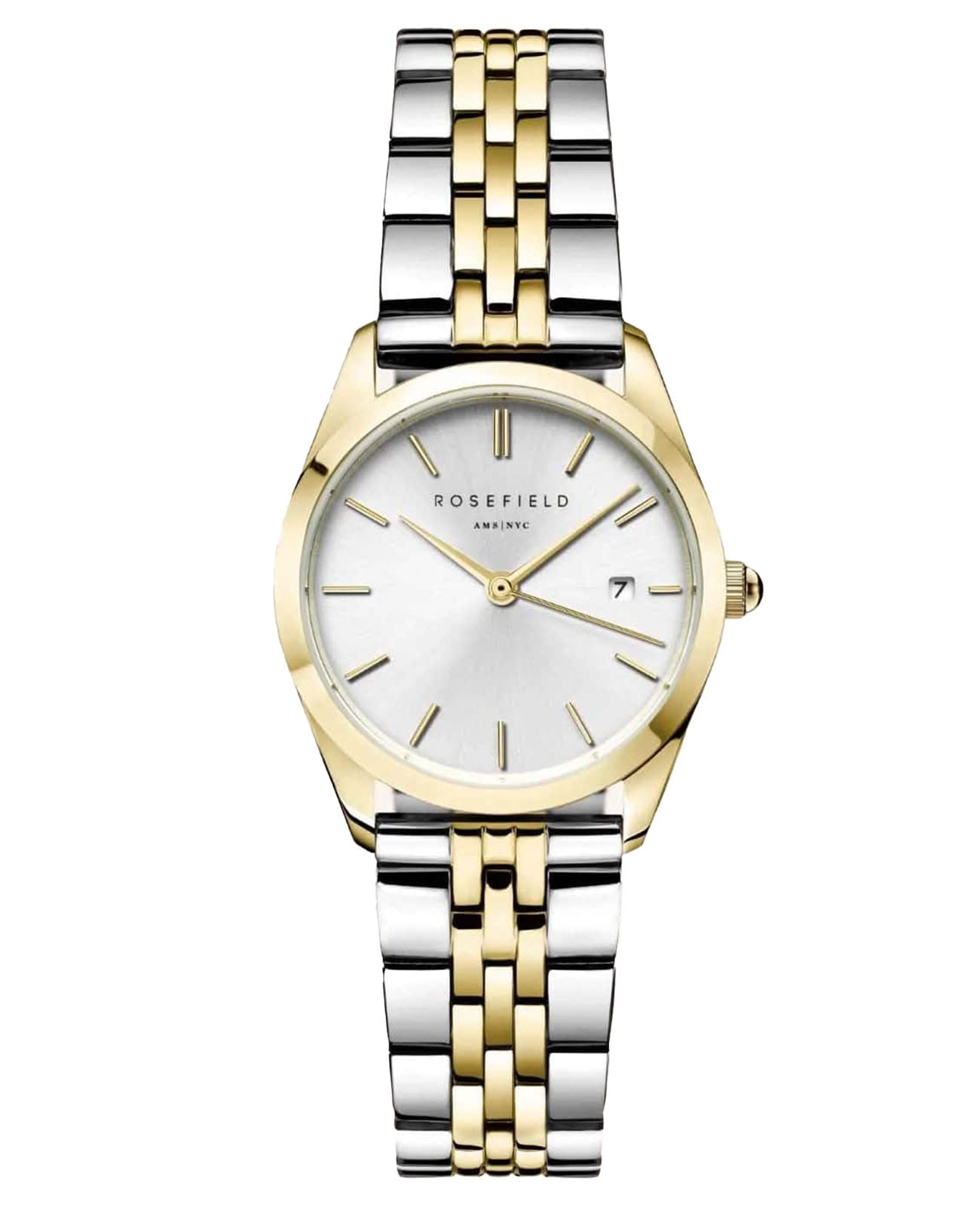 Rosefield Rosefield The Ace ASDSSG-A16  ASDSSG-A16 кварцевые женские часы серебристый циферблат, браслет сталь c pvd покрытием — вид спереди