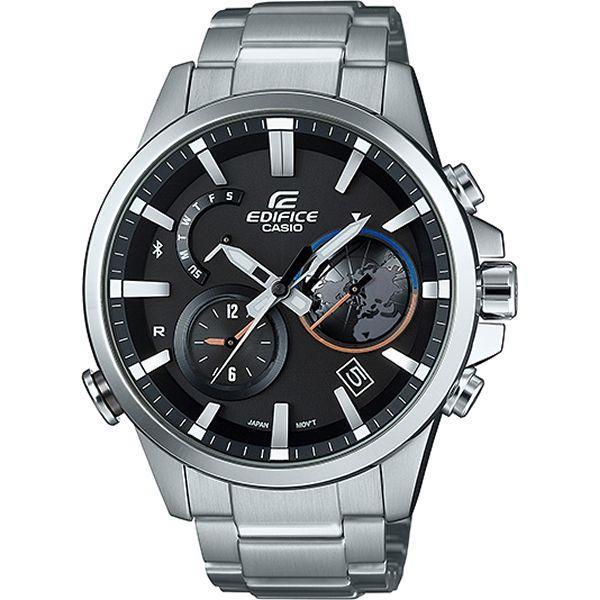 Casio Casio Edifice EQB-600D-1A EQB EQB-600D-1A автокварц (кинетик) мужские часы черный циферблат, браслет нержавеющая сталь — вид спереди
