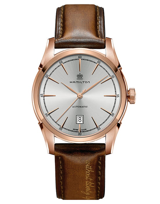 Hamilton Hamilton American Classic Spirit of Liberty Auto H42445551  H42445551 механические мужские часы белый циферблат, браслет кожаный — вид спереди