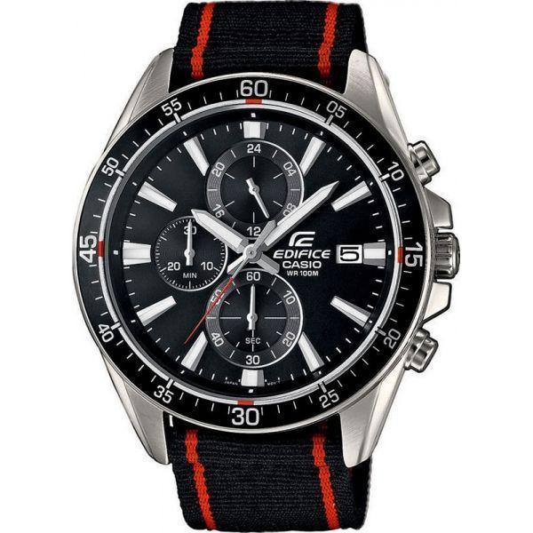 Casio Casio Edifice EFR-546C-1A EFR EFR-546C-1A кварцевые мужские часы черный циферблат, браслет тканевый — вид спереди