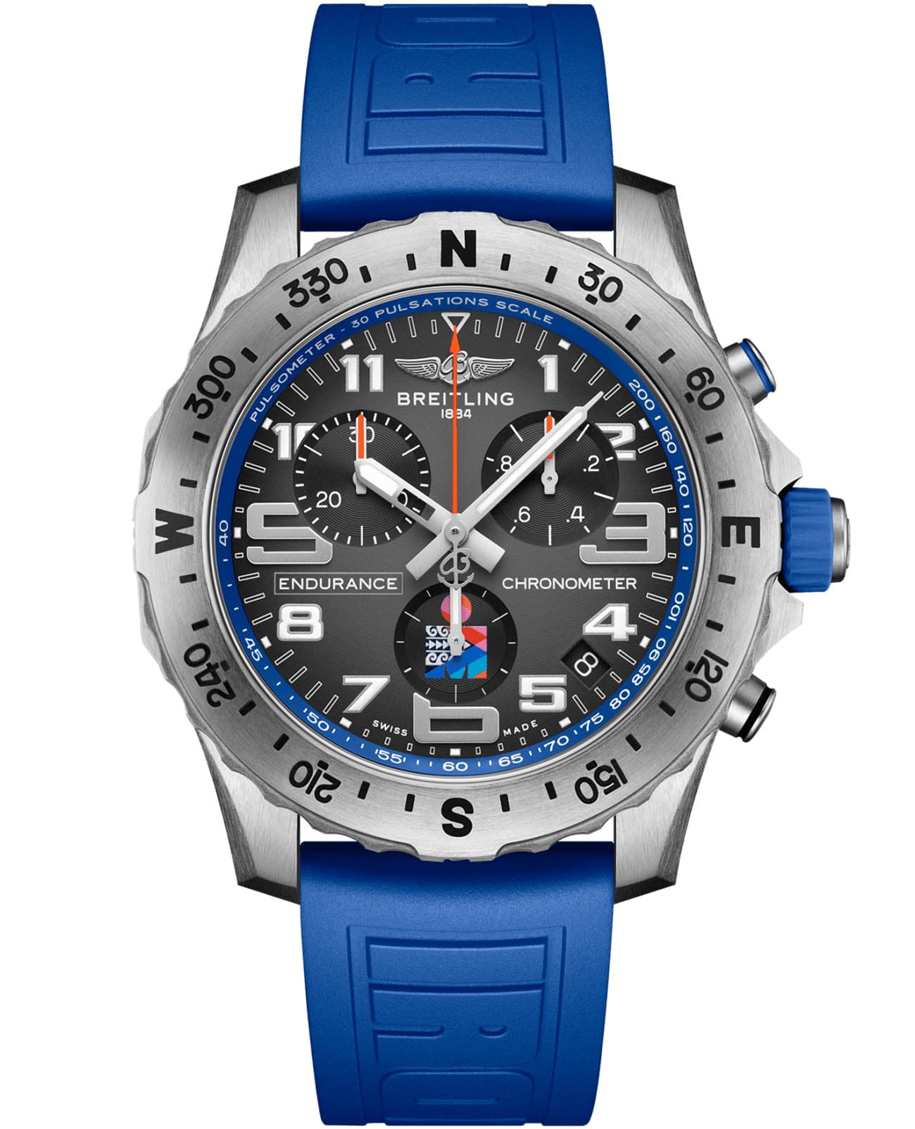 Breitling Breitling Endurance Pro Ironman World Championship E823103A1M1S1  E823103A1M1S1 кварцевые мужские часы серый циферблат, браслет каучук — вид спереди