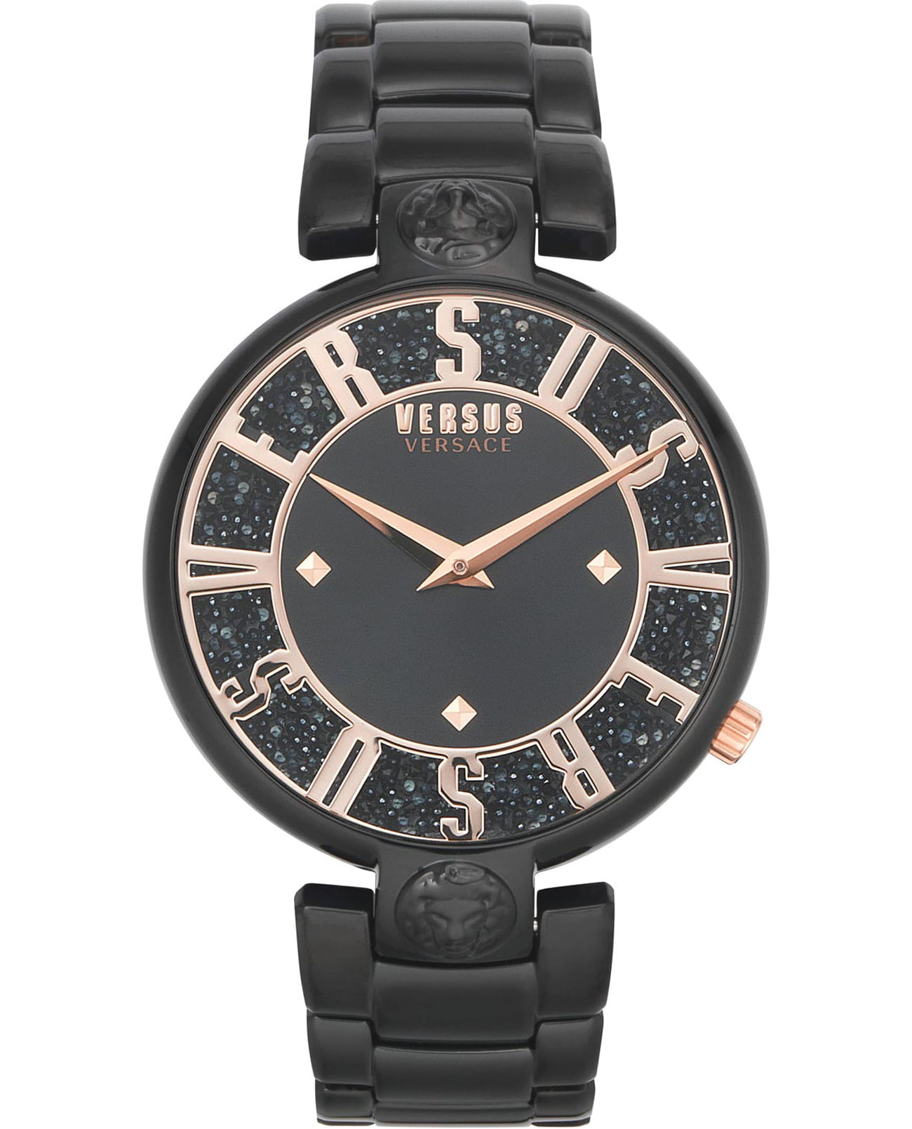 Versus Versace VSPVS2120  VSPVS2120 кварцевые женские часы черный циферблат, браслет сталь с ip покрытием — вид спереди