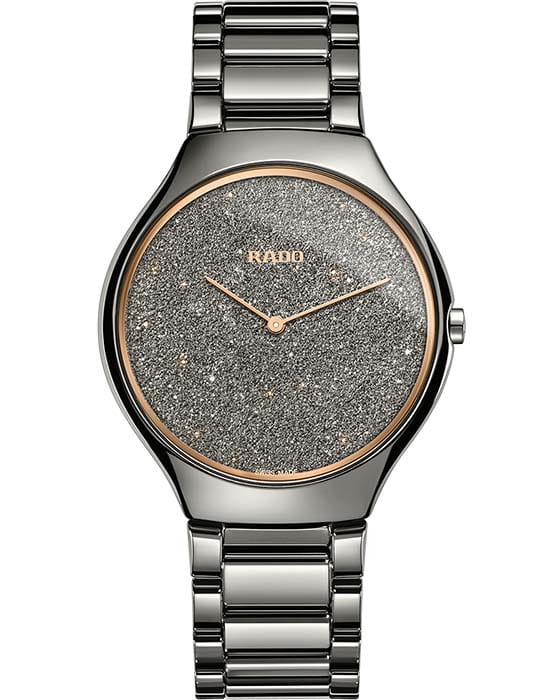 Rado Rado True Thinline R27010102  R27010102 кварцевые женские часы антрацитовый циферблат, браслет плазменная керамика — вид спереди