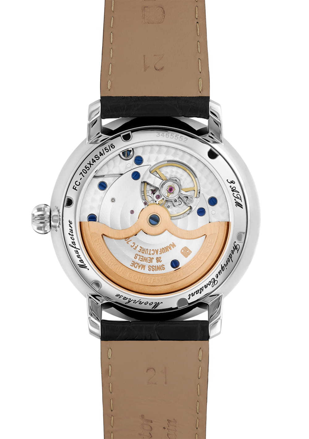Frederique Constant Frederique Constant Slimline Moonphase Manufacture FC-705N4S6,  швейцария мужские часы на браслете кожаный боковой вид