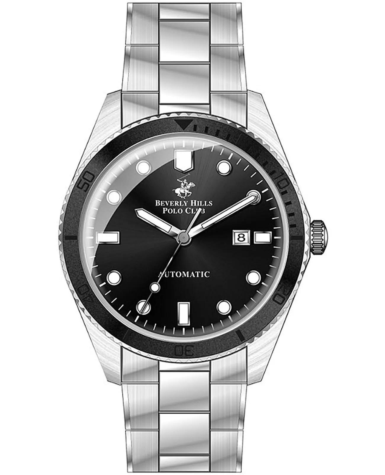 Beverly Hills Polo Club Beverly Hills Polo Club BP3576X.350  BP3576X.350 механические мужские часы черный циферблат, браслет нержавеющая сталь 316l — вид спереди