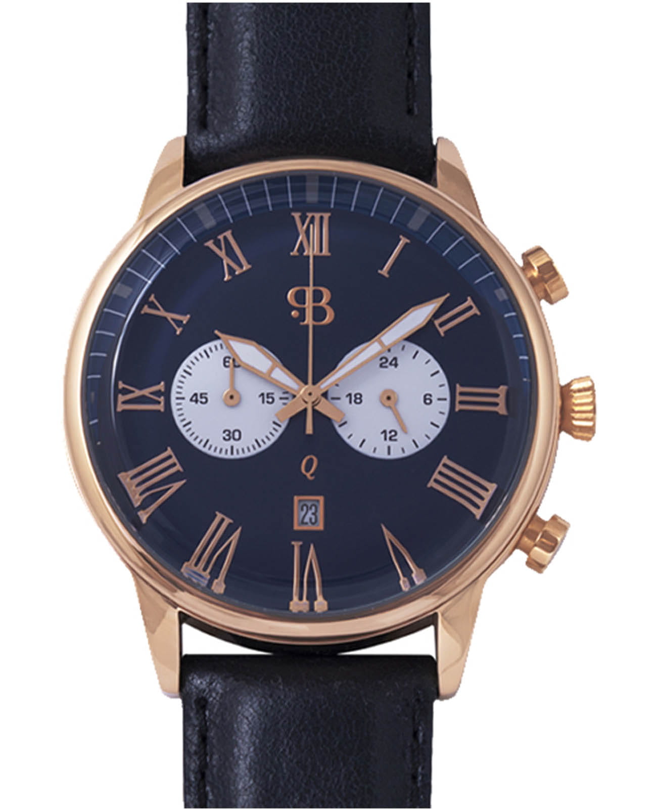 Русское Время Русское Время 13269363  13269363 кварцевые мужские часы синий циферблат, браслет кожаный — вид спереди