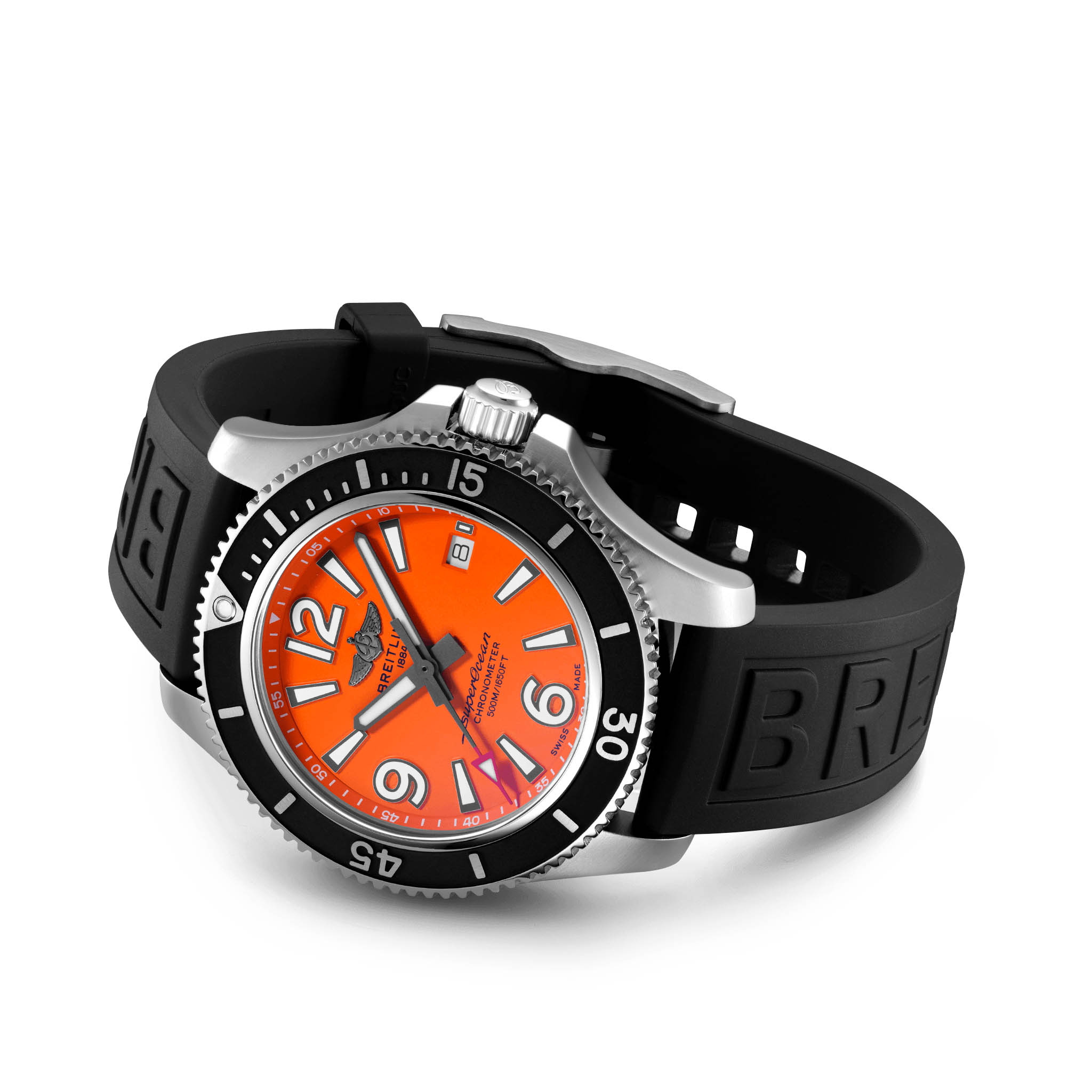 Breitling Breitling Superocean Automatic 42 A17366D71O1S2, superocean швейцария мужские часы на браслете каучук боковой вид