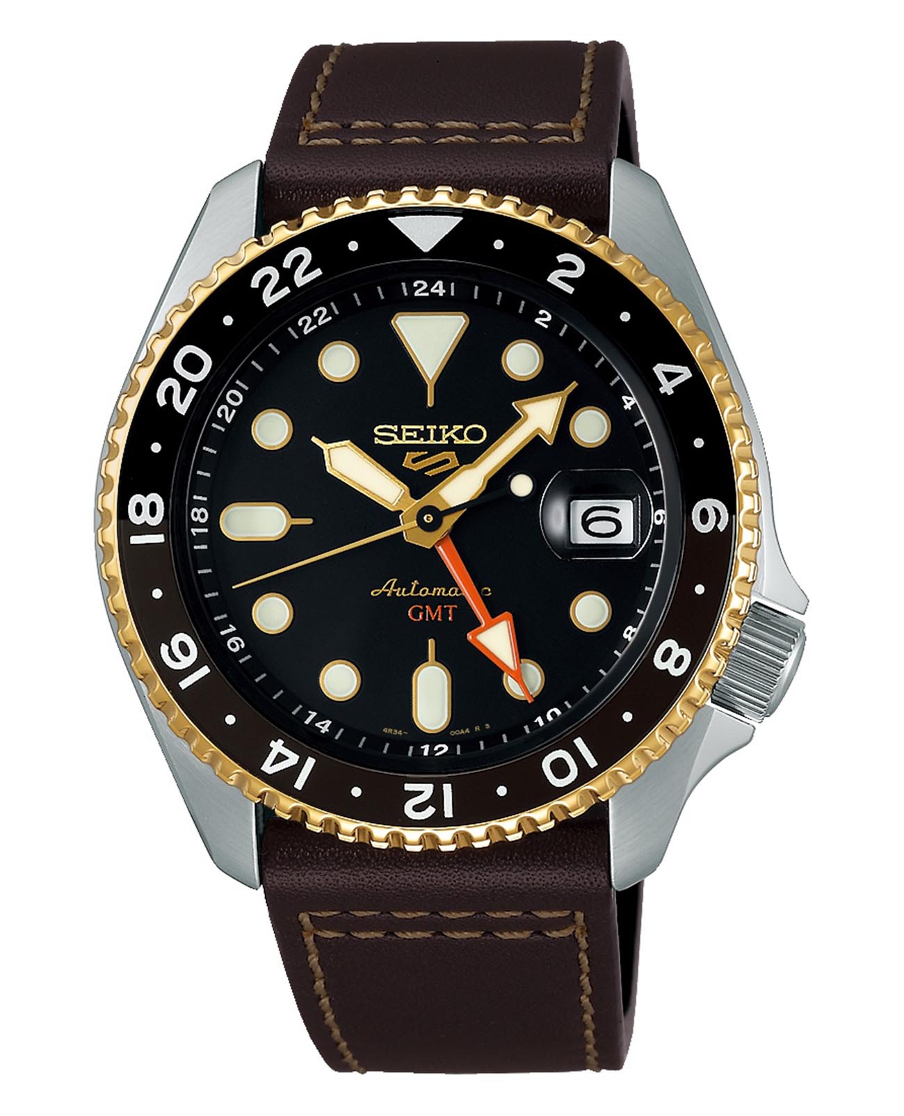 Seiko Seiko 5 Sports SKX series SSK036K1 SKX SSK036K1 механические мужские часы черный циферблат, браслет кожаный — вид спереди
