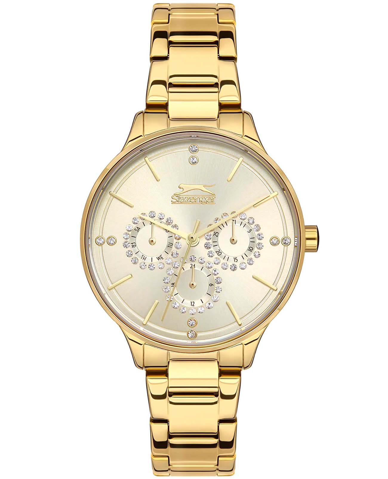 Slazenger Slazenger SL.09.2019.4.04  SL.09.2019.4.04 кварцевые женские часы шампань циферблат, браслет суперметалл с ip покрытием — вид спереди