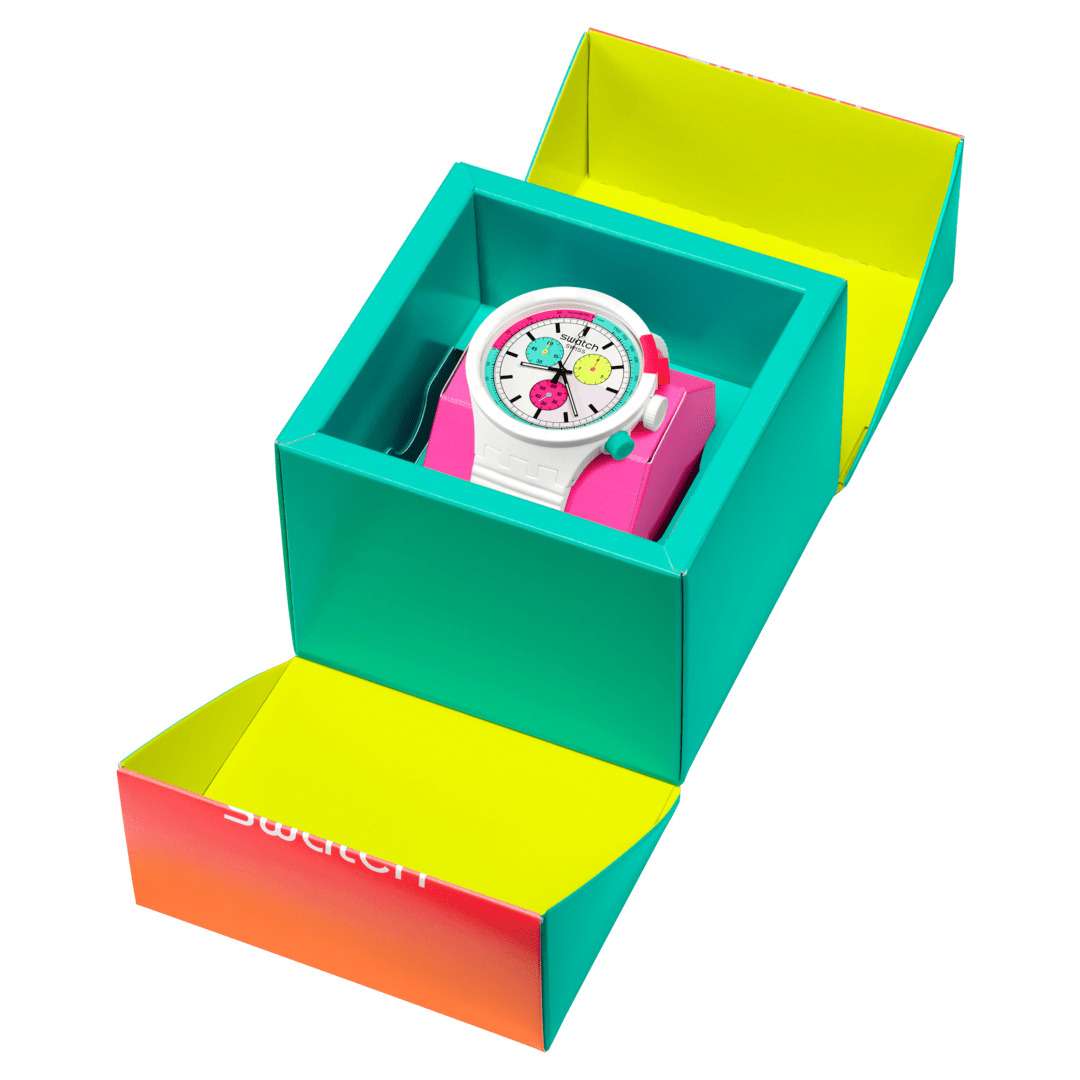 Оригинальные часы Swatch Swatch Big Bold Chrono Biosourced SB06W100 кварцевые калибр механизма  общий вид