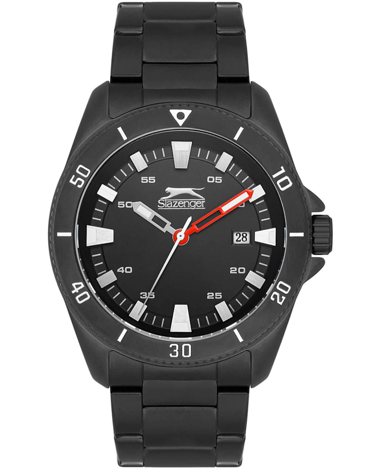 Slazenger Slazenger SL.09.2114.2.05  SL.09.2114.2.05 кварцевые мужские часы черный циферблат, браслет суперметалл с ip покрытием — вид спереди