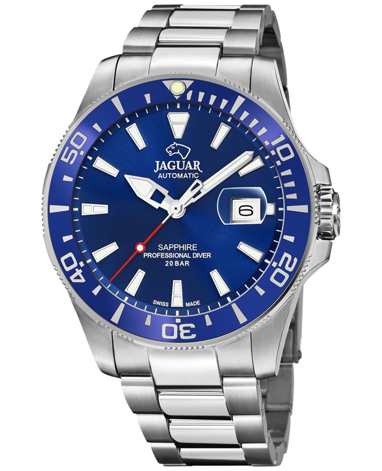 Jaguar Jaguar Automatic Diver J886/1  J886/1 механические мужские часы синий циферблат, браслет нержавеющая сталь — вид спереди