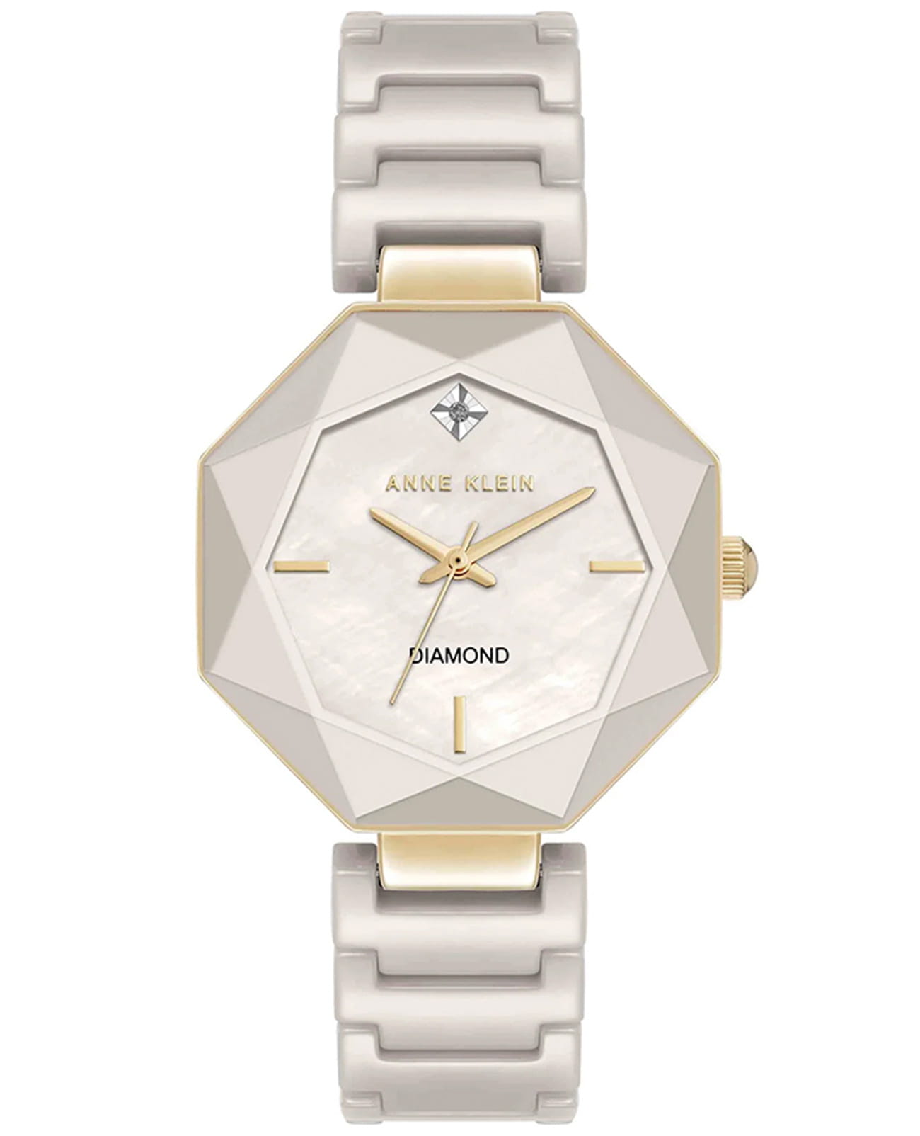 Anne Klein Anne Klein Diamond 5064GPTN  5064GPTN кварцевые женские часы перламутровый циферблат, браслет сталь с ip покрытием + керамика — вид спереди