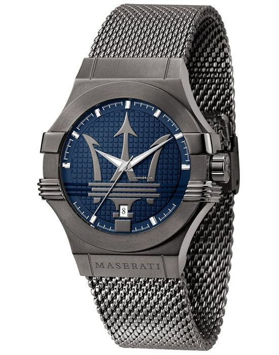Maserati Maserati POTENZA R8853108005  R8853108005 кварцевые мужские часы синий циферблат, браслет сталь c pvd покрытием — вид спереди