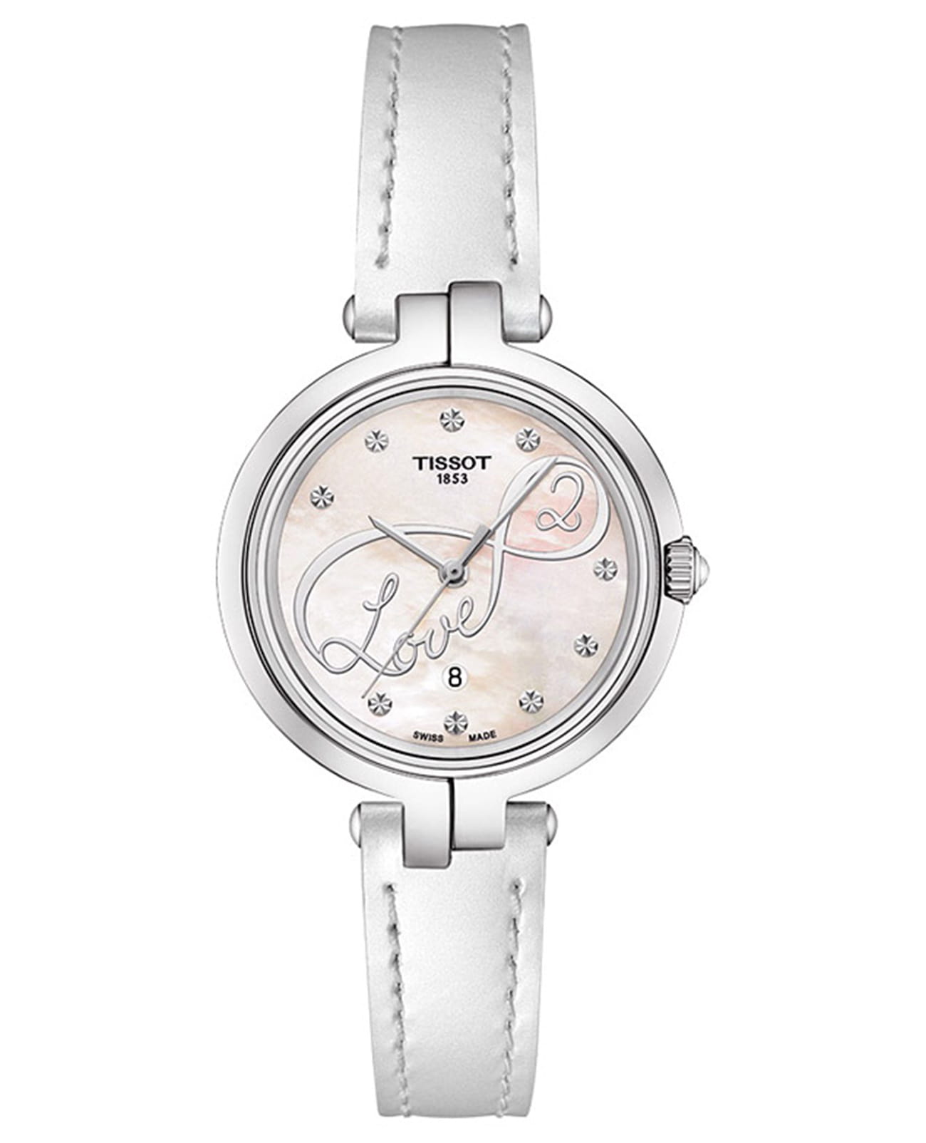 Tissot Tissot Flamingo T094.210.16.111.01 Flamingo T0942101611101 кварцевые женские часы перламутровый циферблат, браслет кожаный — вид спереди