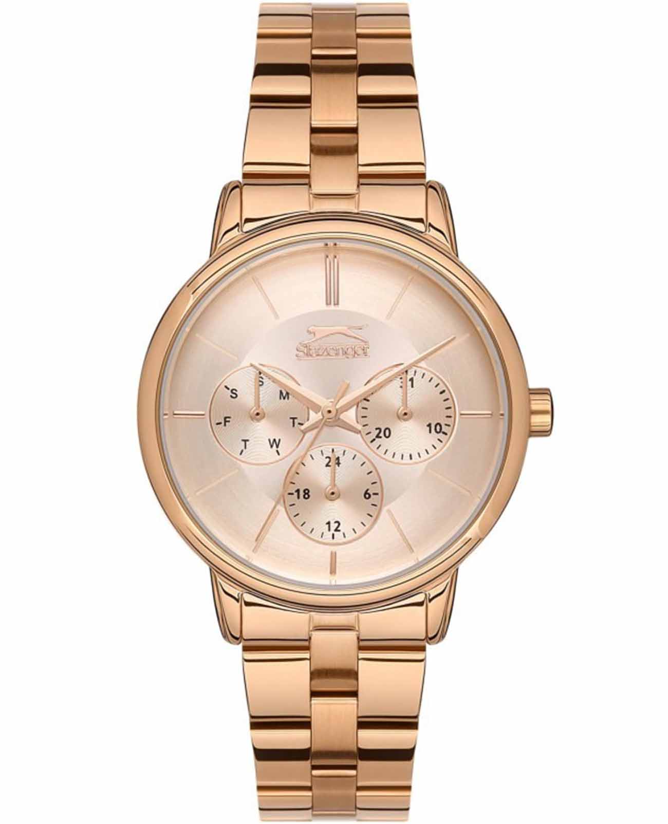 Slazenger Slazenger SL.09.2145.4.04  SL.09.2145.4.04 кварцевые женские часы золотой циферблат, браслет суперметалл с ip покрытием — вид спереди