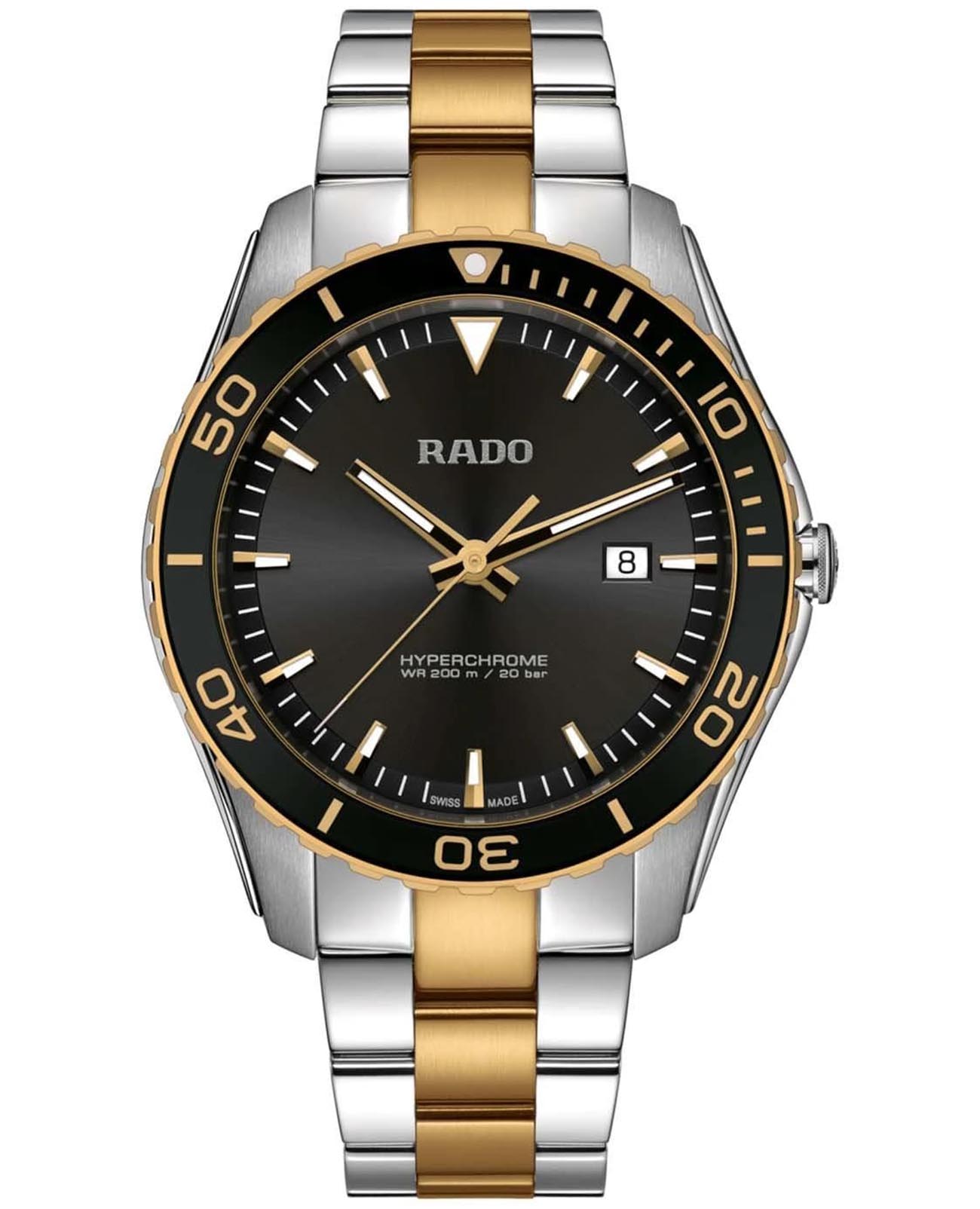 Rado Rado Hyperchrome R32156153  R32156153 кварцевые мужские часы черный циферблат, браслет нержавеющая сталь — вид спереди