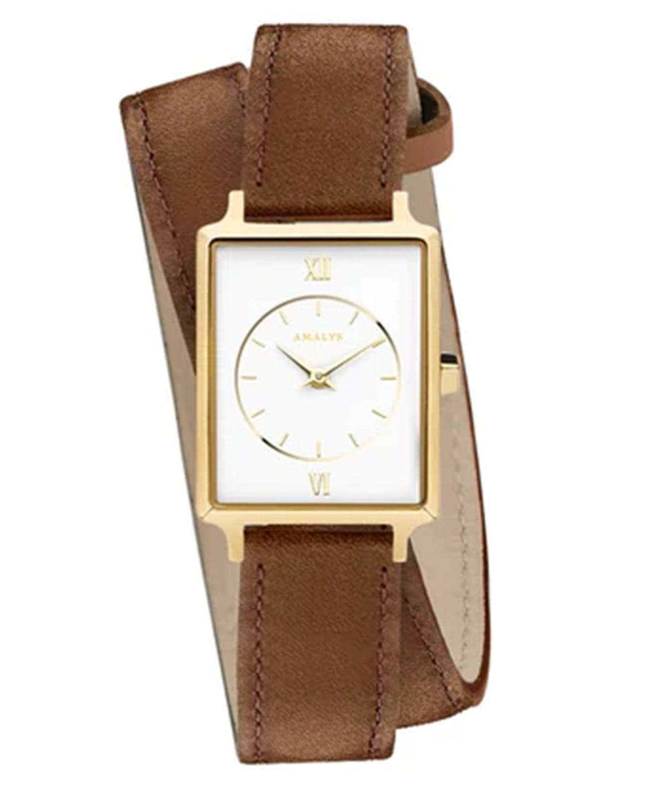 Amalys Amalys Hepburn AMW-208  AMW-208 кварцевые женские часы белый циферблат, браслет кожаный — вид спереди