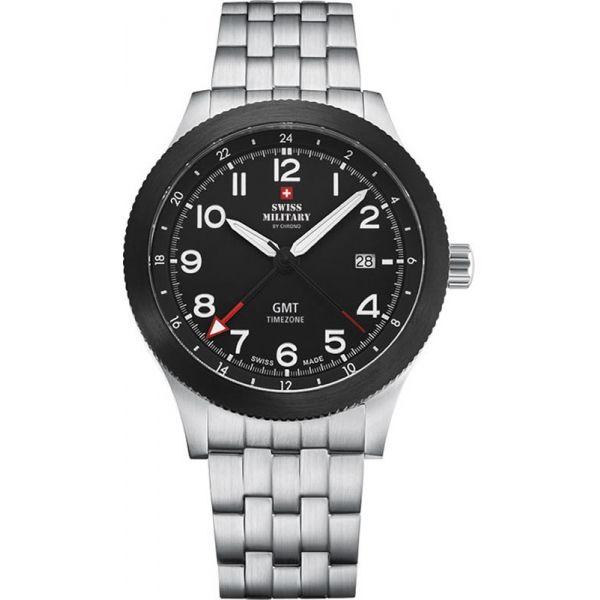Swiss Military by Chrono Swiss Military by Chrono SM34053.03  SM34053.03  мужские часы черный циферблат, браслет  — вид спереди