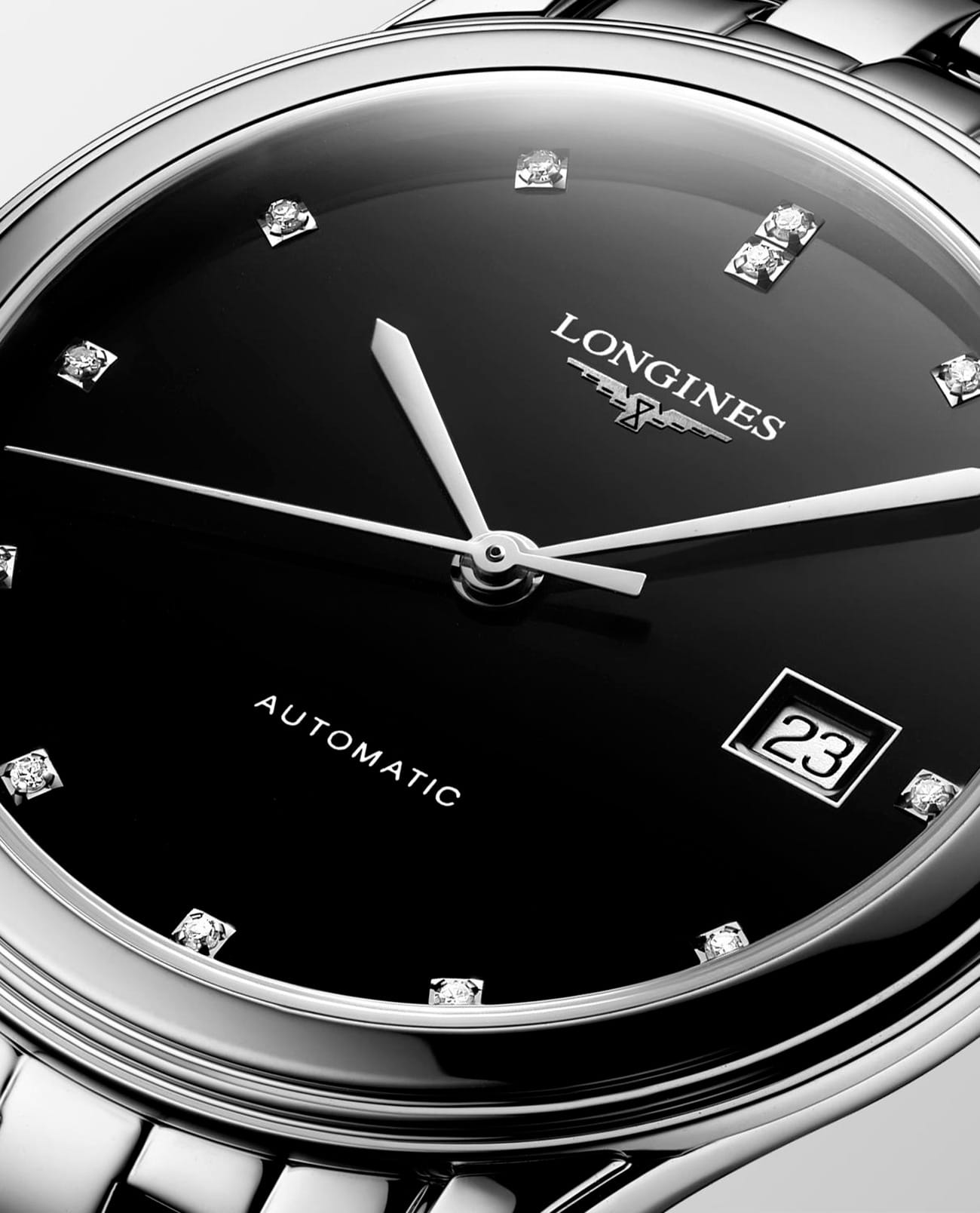 Longines Longines Flagship L4.974.4.57.6 мужские часы черный циферблат на запястье